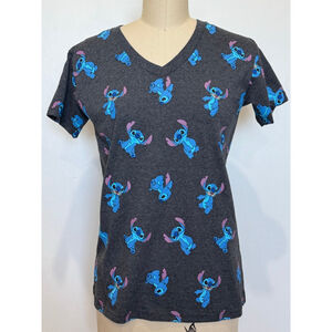 Women's Disney Lilo & Stitch T-Shirt Gray/Blue Size S V-neck shortsleeves